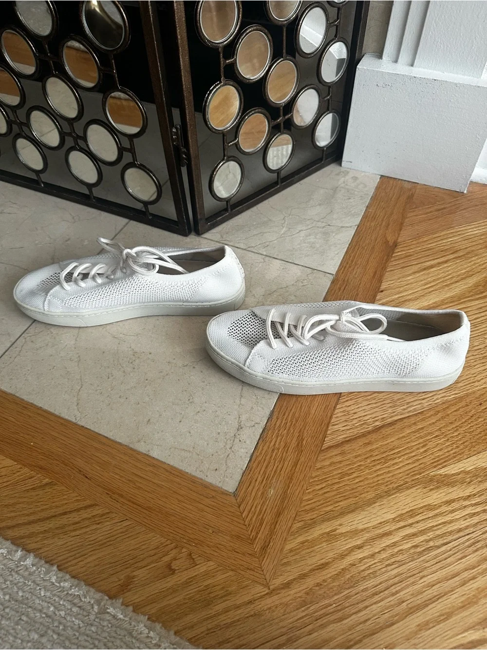 Soludos White Knit Lace-Up Sneakers